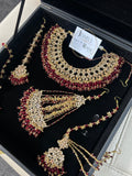 BeautifulMaroon and Gold  Full Bridal Jewellery Set/ Style 18