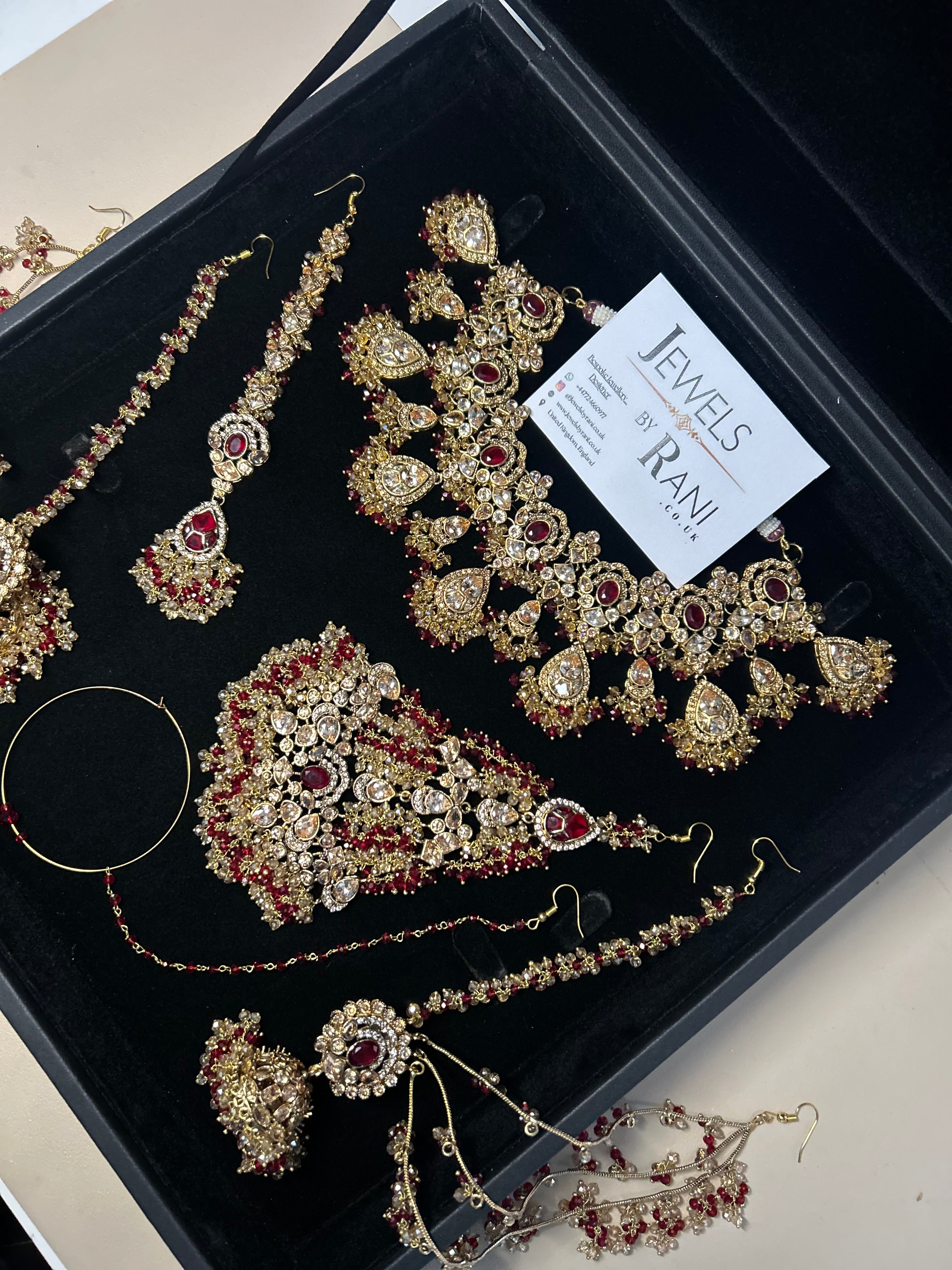 Style 4 - New Deep Red and Gold Bridal Jewellery Set