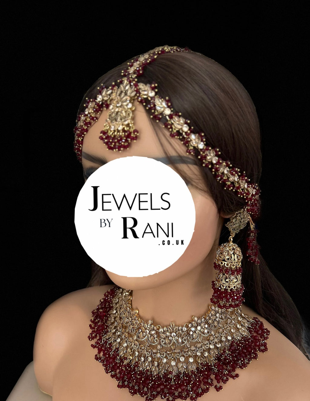 Pre Order 6 Weeks- Maroon Matha Patti Bridal Jewellery Set