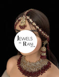 Pre Order 6 Weeks- Maroon Matha Patti Bridal Jewellery Set