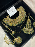 22crt Gold Plated  - Green and Gold Bridal Set Style 4381