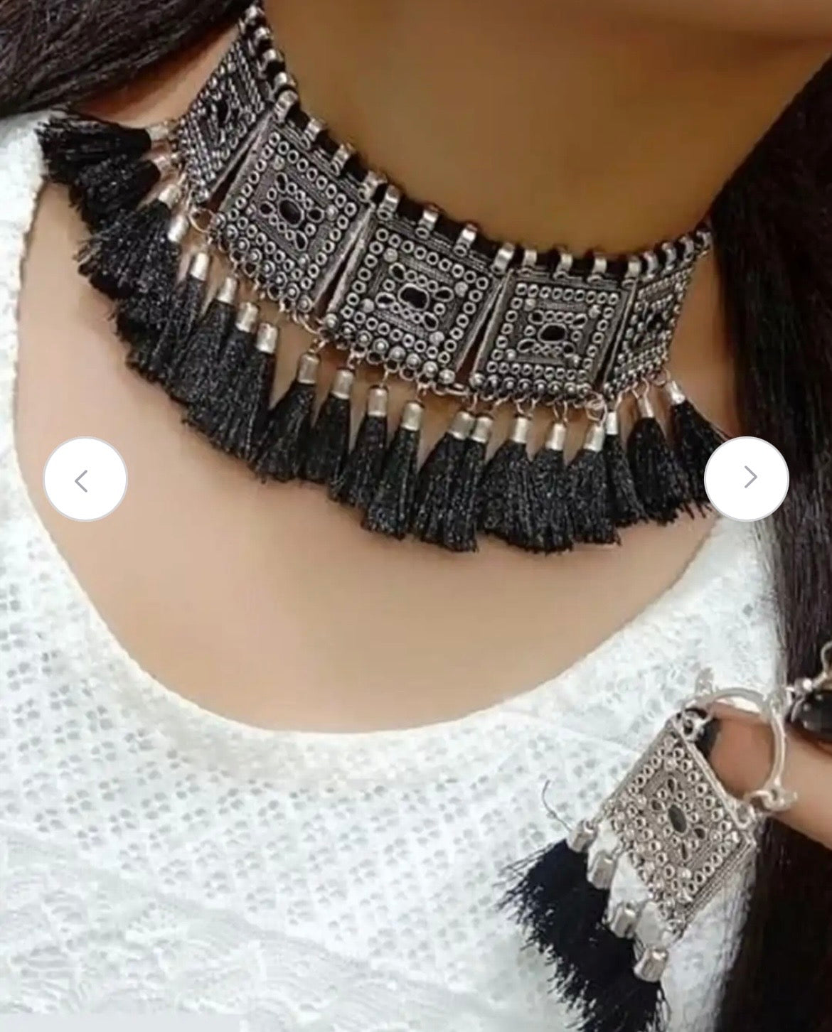 Stylish Black and Silver Choker Set