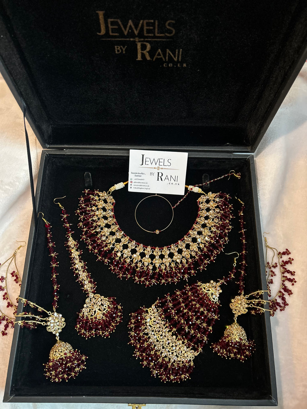22crt Gold Plated  - Maroon and Gold Bridal Set Style 3863