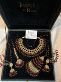 22crt Gold Plated  - Maroon and Gold Bridal Set Style 3863