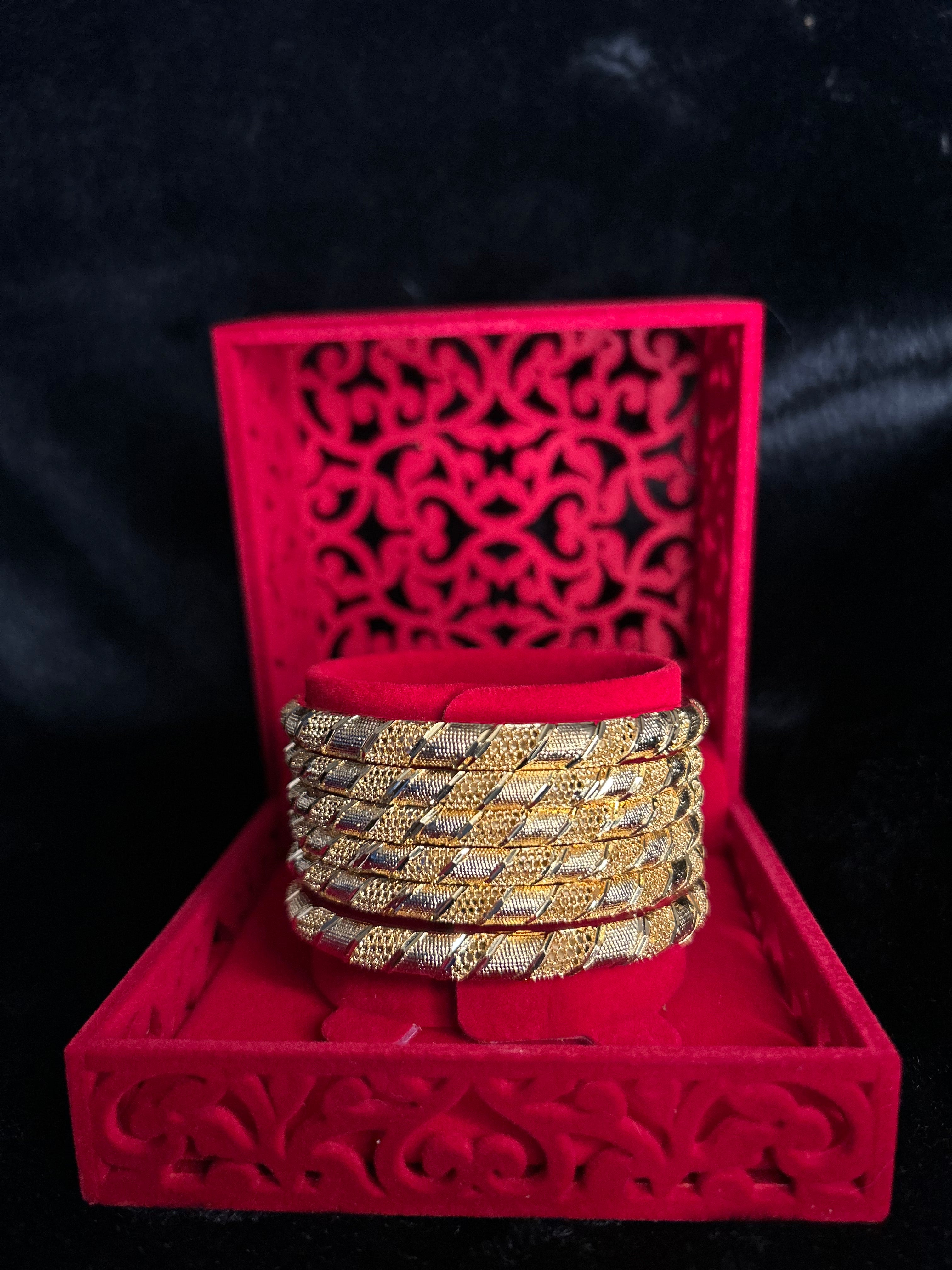 Gold Finish - Glow n Gleam Bangles - Gold Plated - 6 Bangles