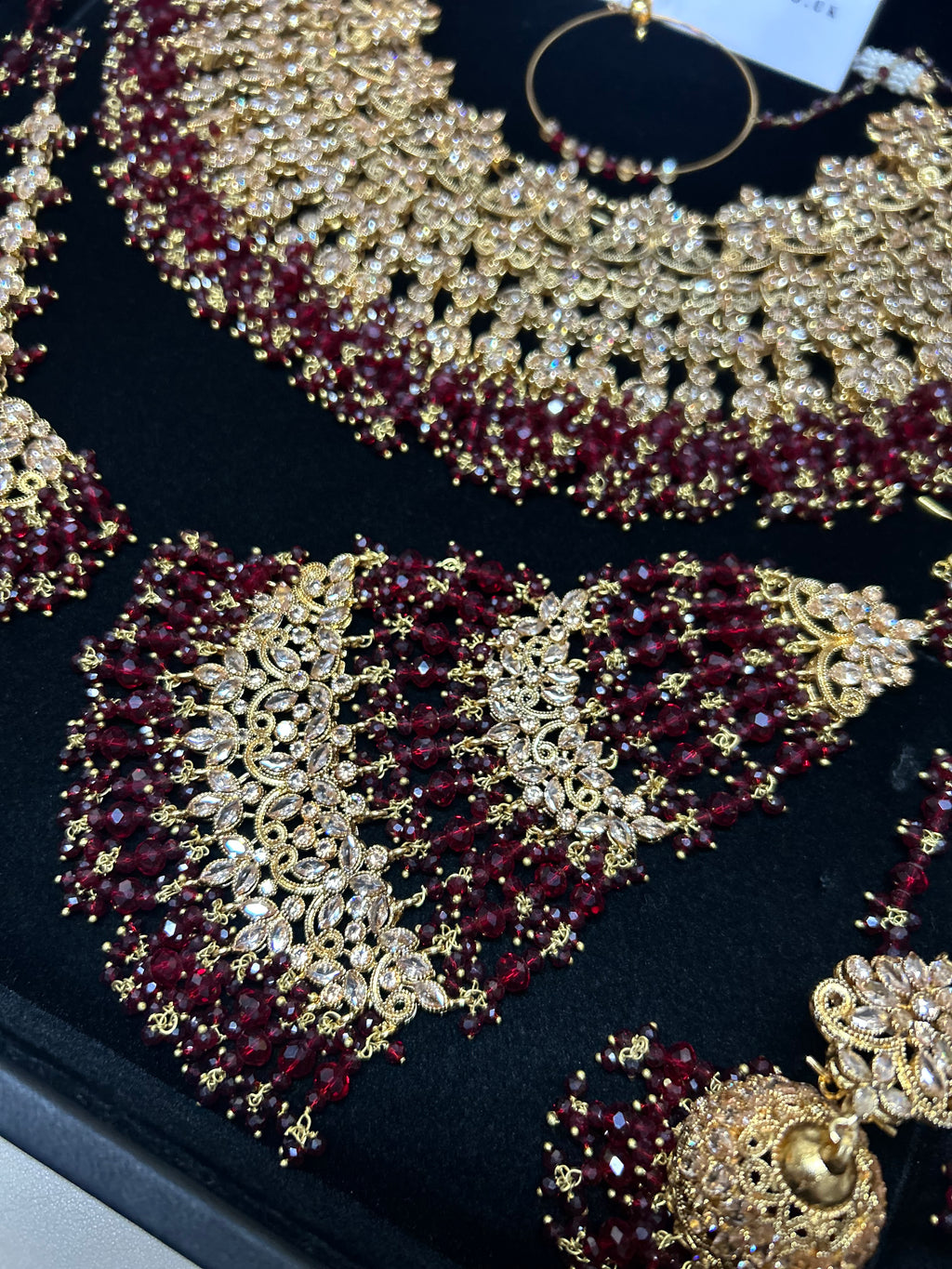 Stunning, Pakistani Trending Maroon Full Bridal Jewellery Set/ Style 87 Large Necklace