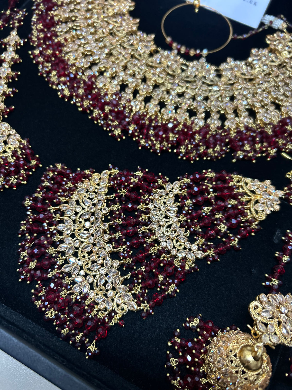 Stunning, Pakistani Trending Maroon Full Bridal Jewellery Set/ Style 87 Large Necklace