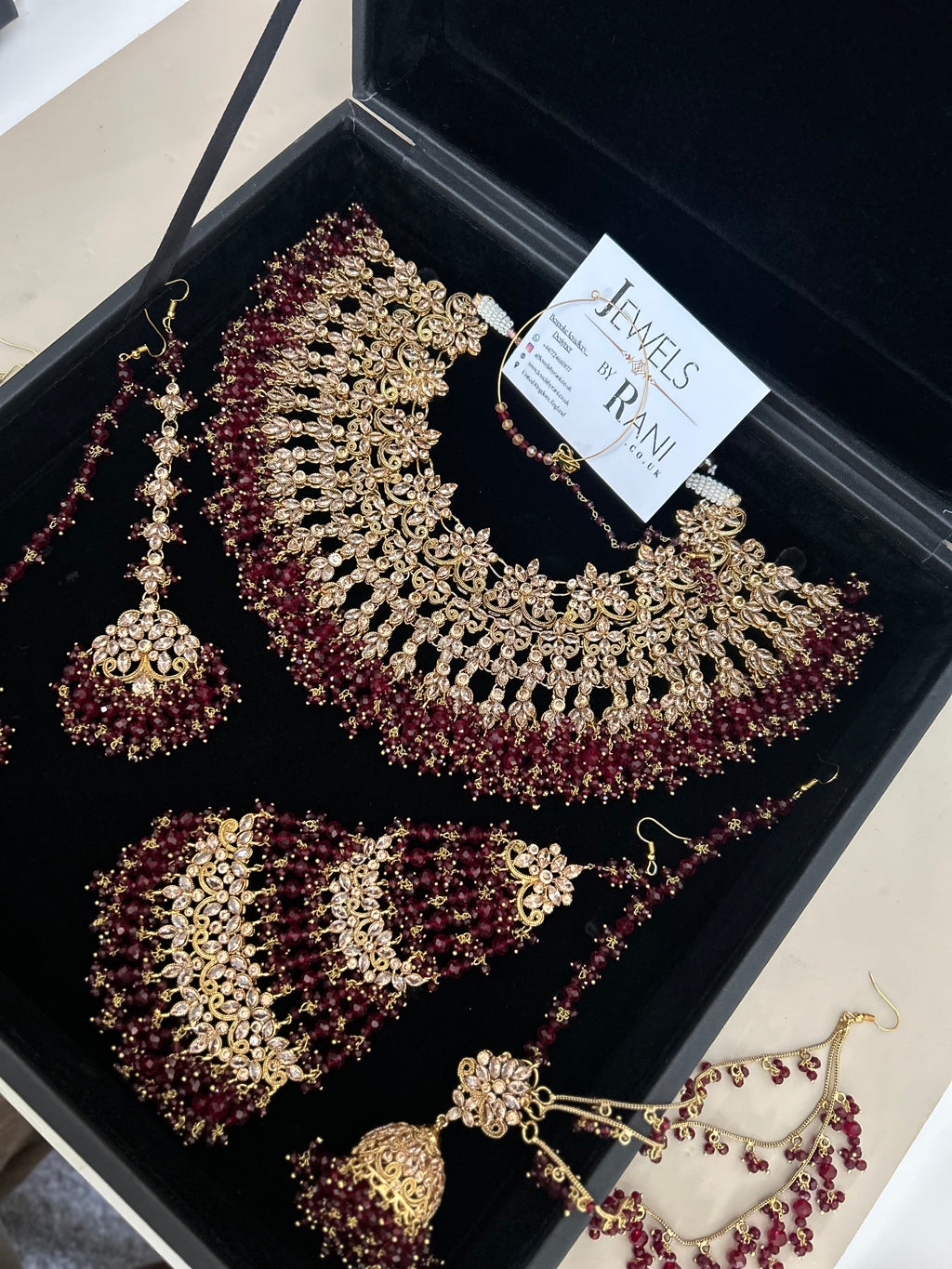 Stunning, Pakistani Trending Maroon Full Bridal Jewellery Set/ Style 87 Large Necklace