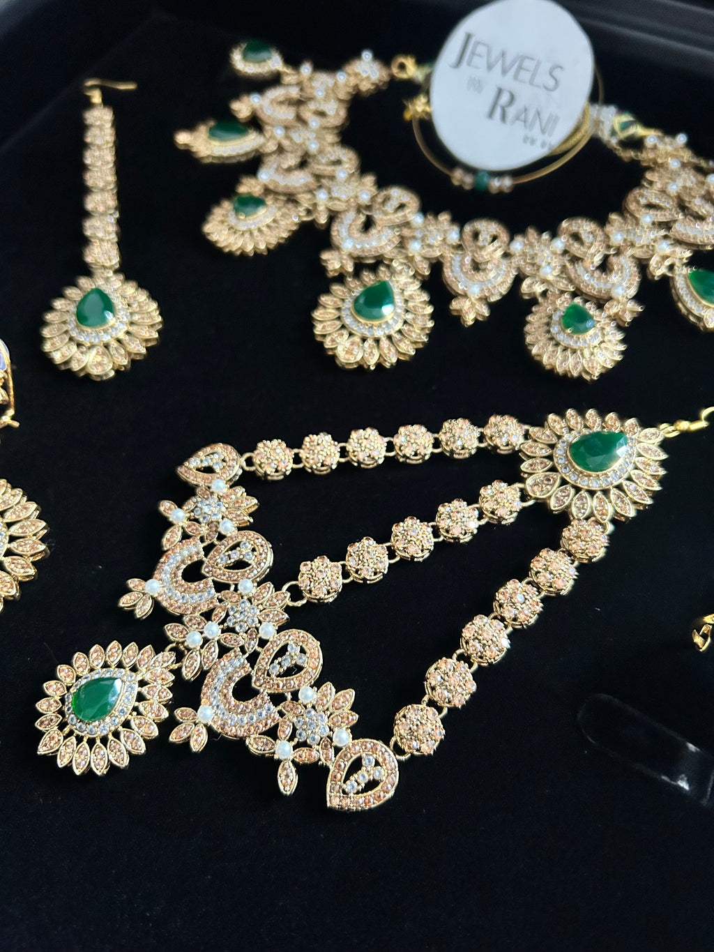 Pre Order- 24crt Gold Plated - Stunning Emerald Green Statement Set