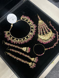Hot Pink and Gold Kundan Bridal Jewellery Set 22crt Gold Plated