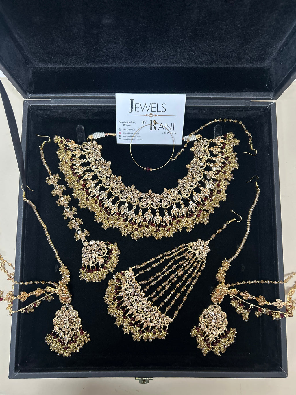 Gold and Maroon Bridal Jewellery Set Style 693