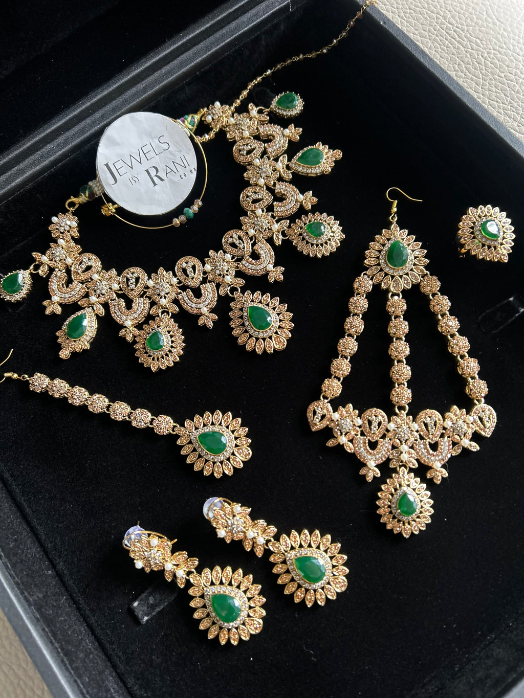 Pre Order- 24crt Gold Plated - Stunning Emerald Green Statement Set