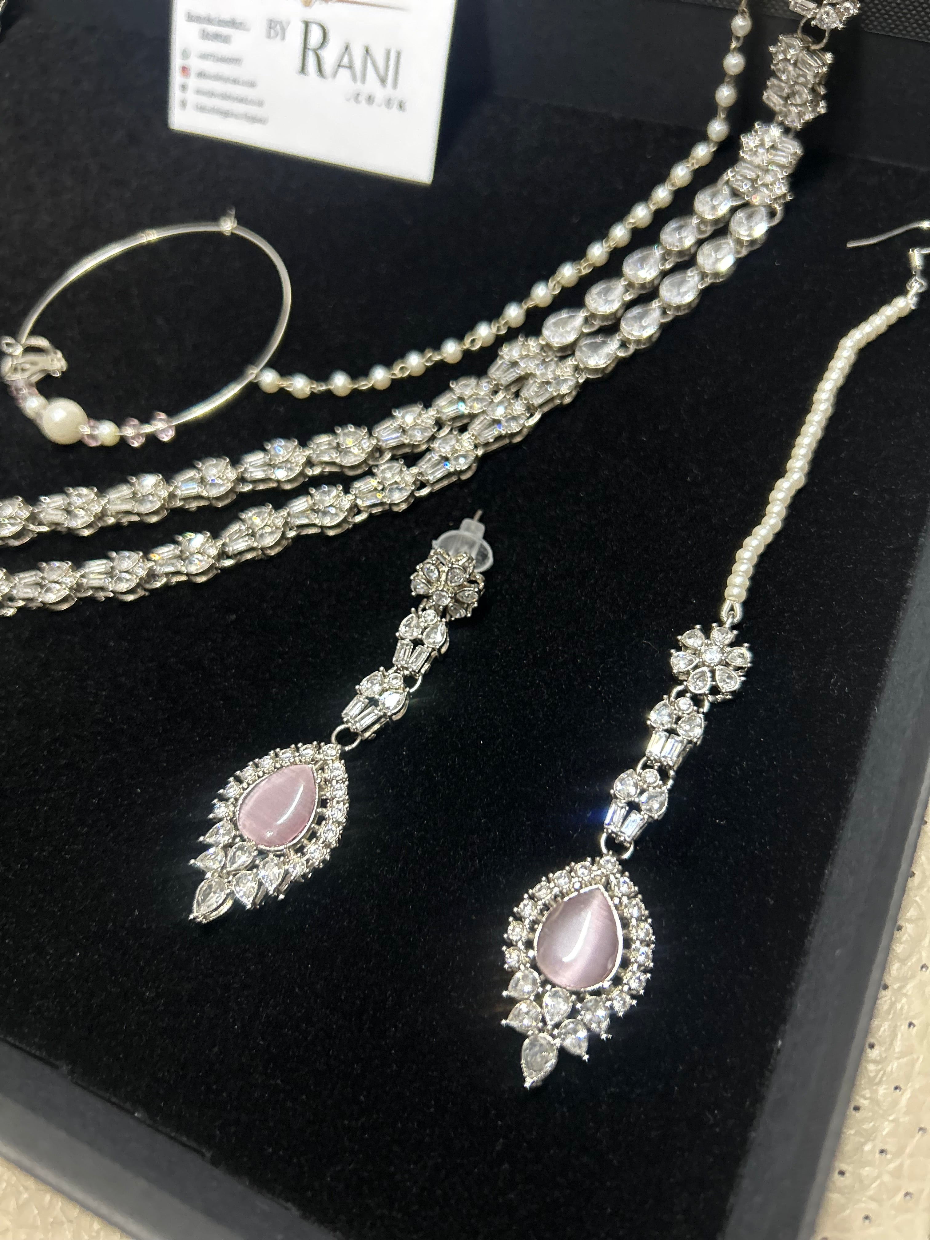 Beautiful Pink and Silver Statement Set