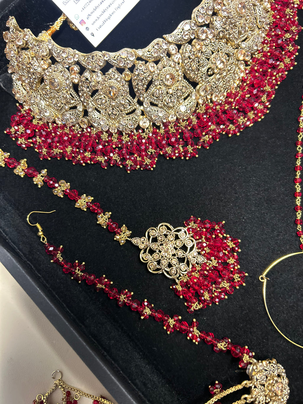 Trending Deep Red Full Bridal Jewellery Set/ Style 385
