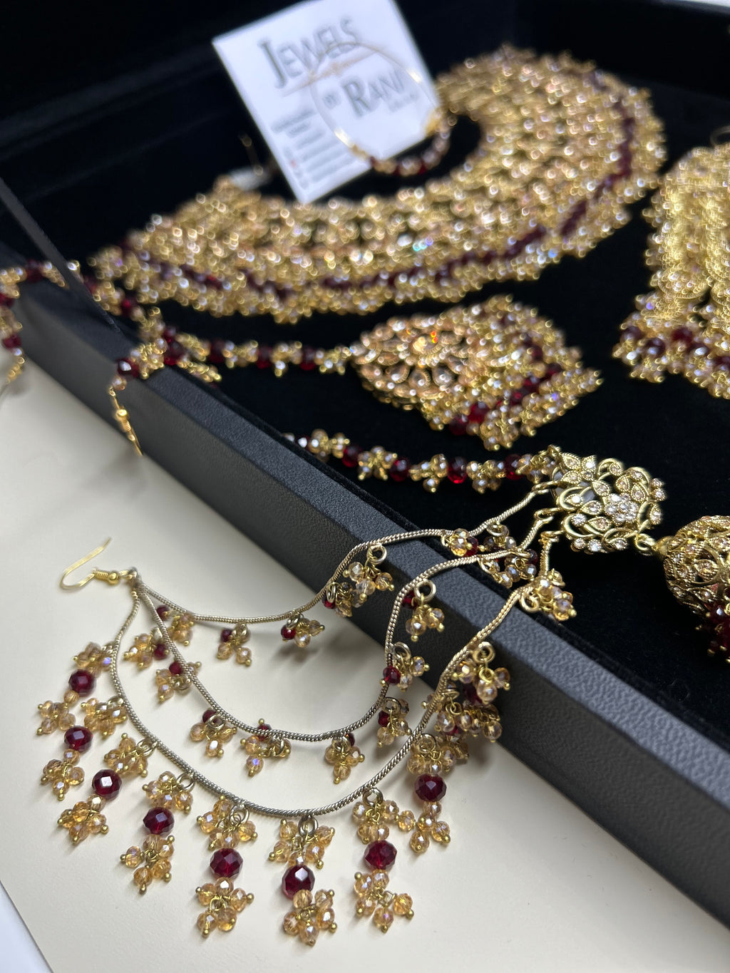 PRE ORDER: 6 Week Making time- Beautiful Maroon & Gold 22 crt Gold Plated Bridal Jewellery Set