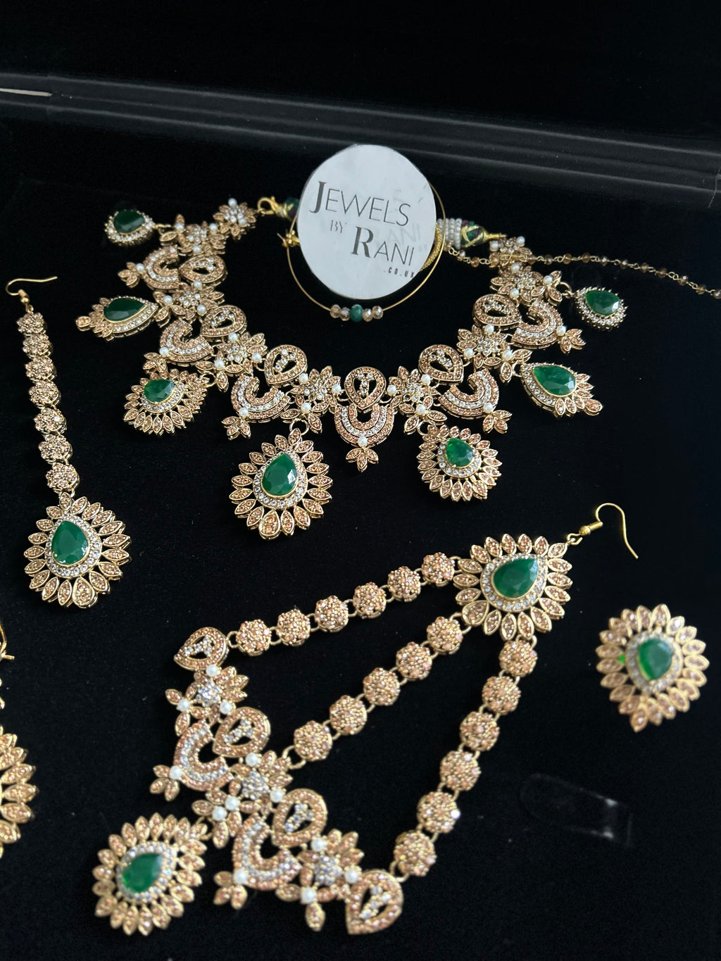 Pre Order- 24crt Gold Plated - Stunning Emerald Green Statement Set
