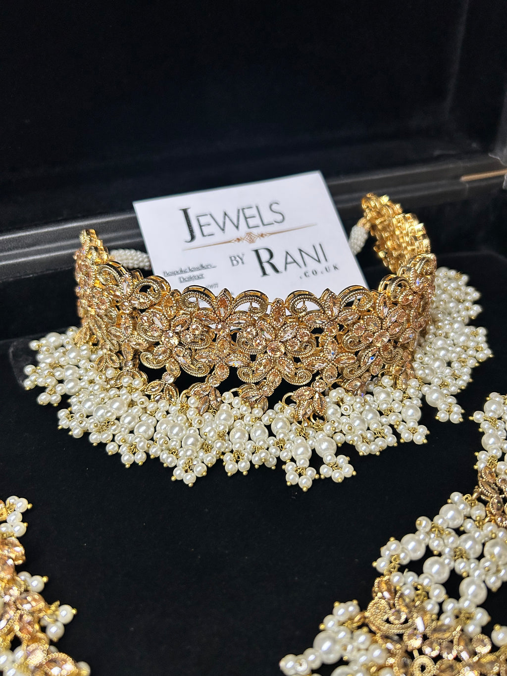 Pearly White & Gold Bridal Choker Jewellery Set Style 480