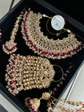Pre order 6 Weeks - Stunning Detailed Maroon and Pink Bridal Jewellery Set - Jewelsbyrani