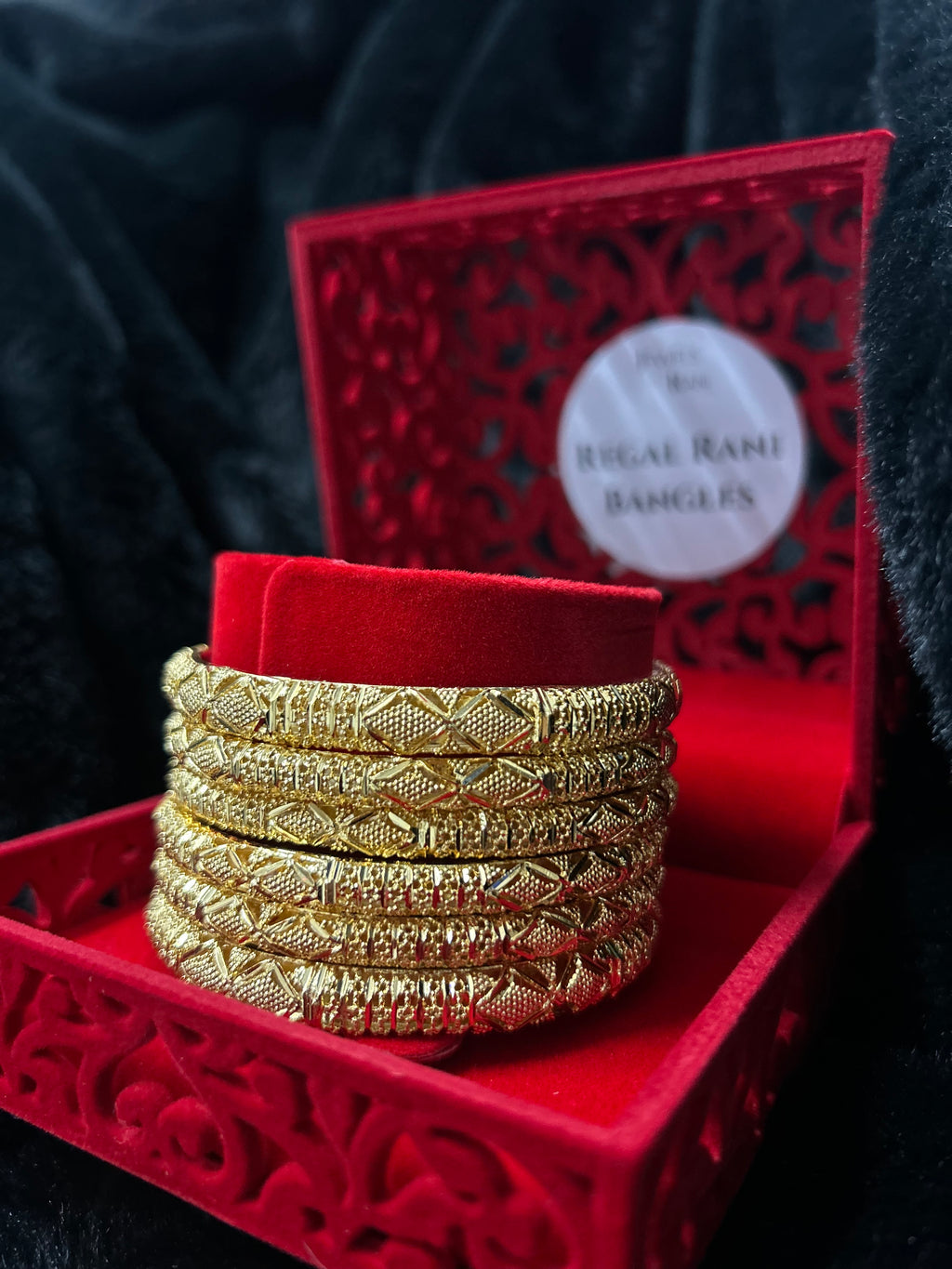 Gold Finish - Regal Rani - Gold Plated - 6 Bangles