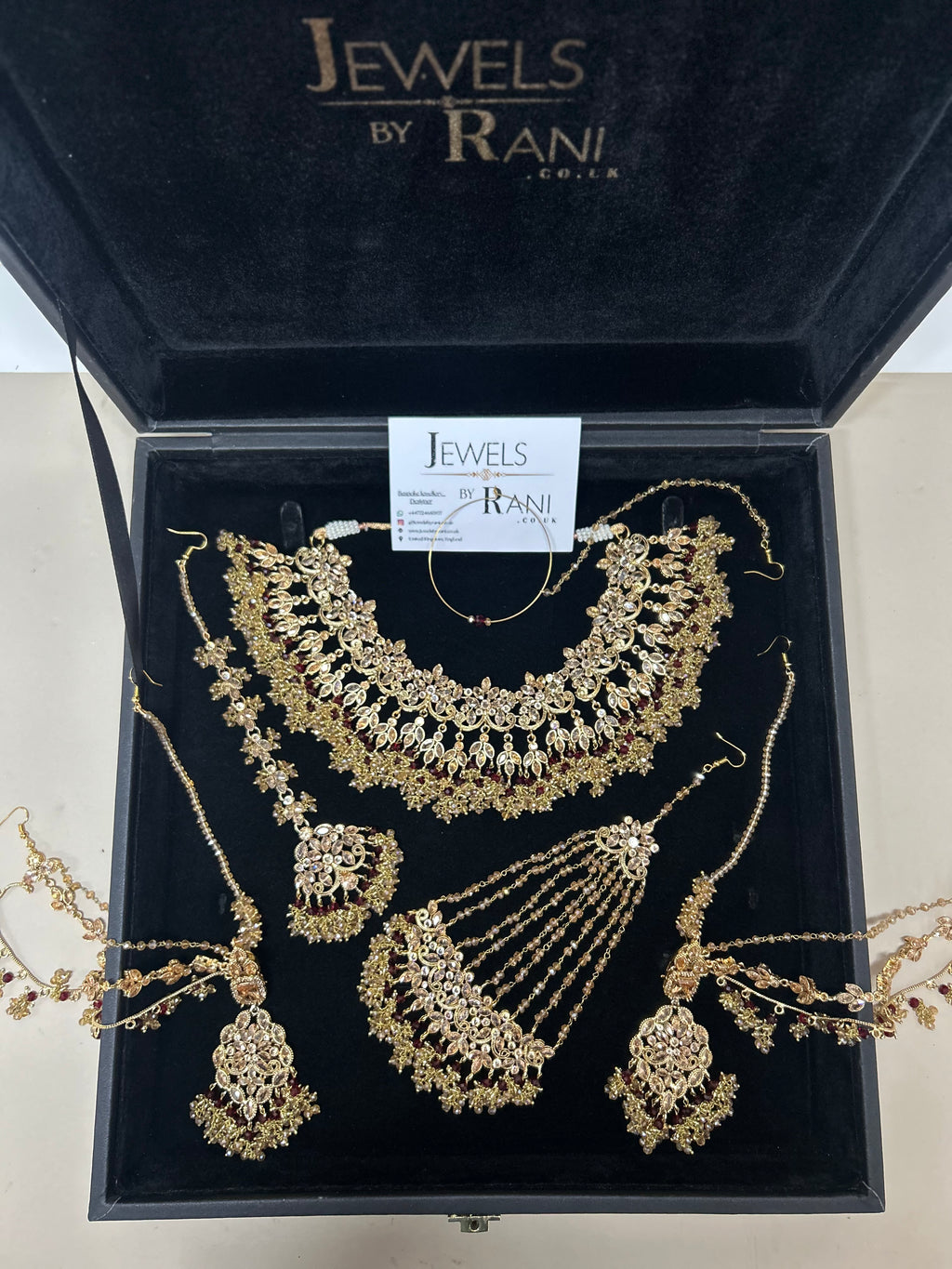 Gold and Maroon Bridal Jewellery Set Style 693