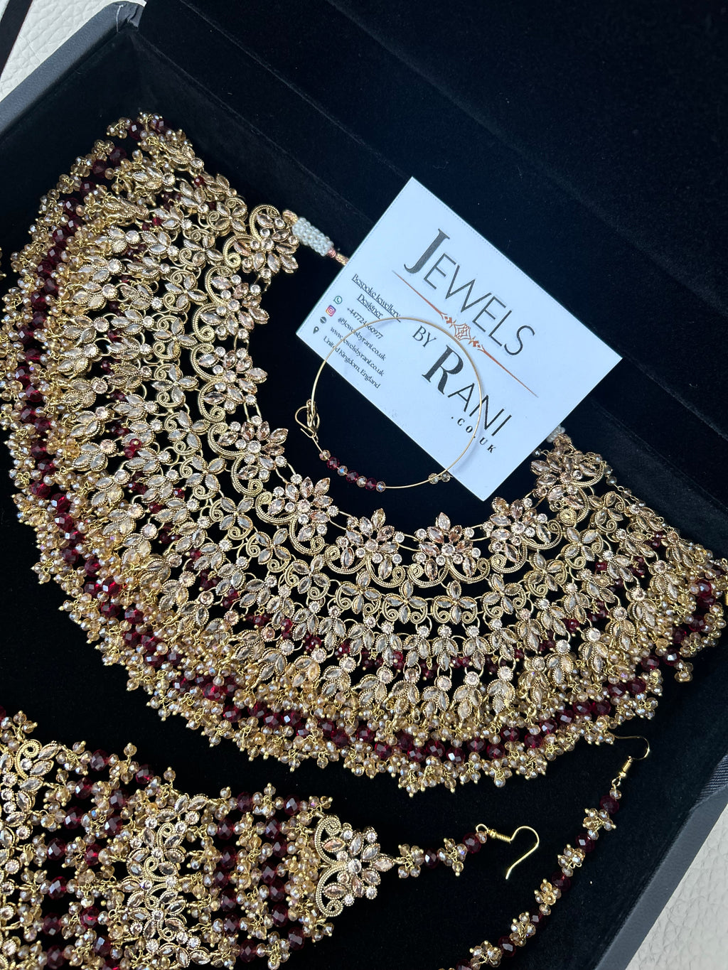 Pre order 6 Weeks - 22crt Gold Plated  - Maroon and Gold Bridal Set