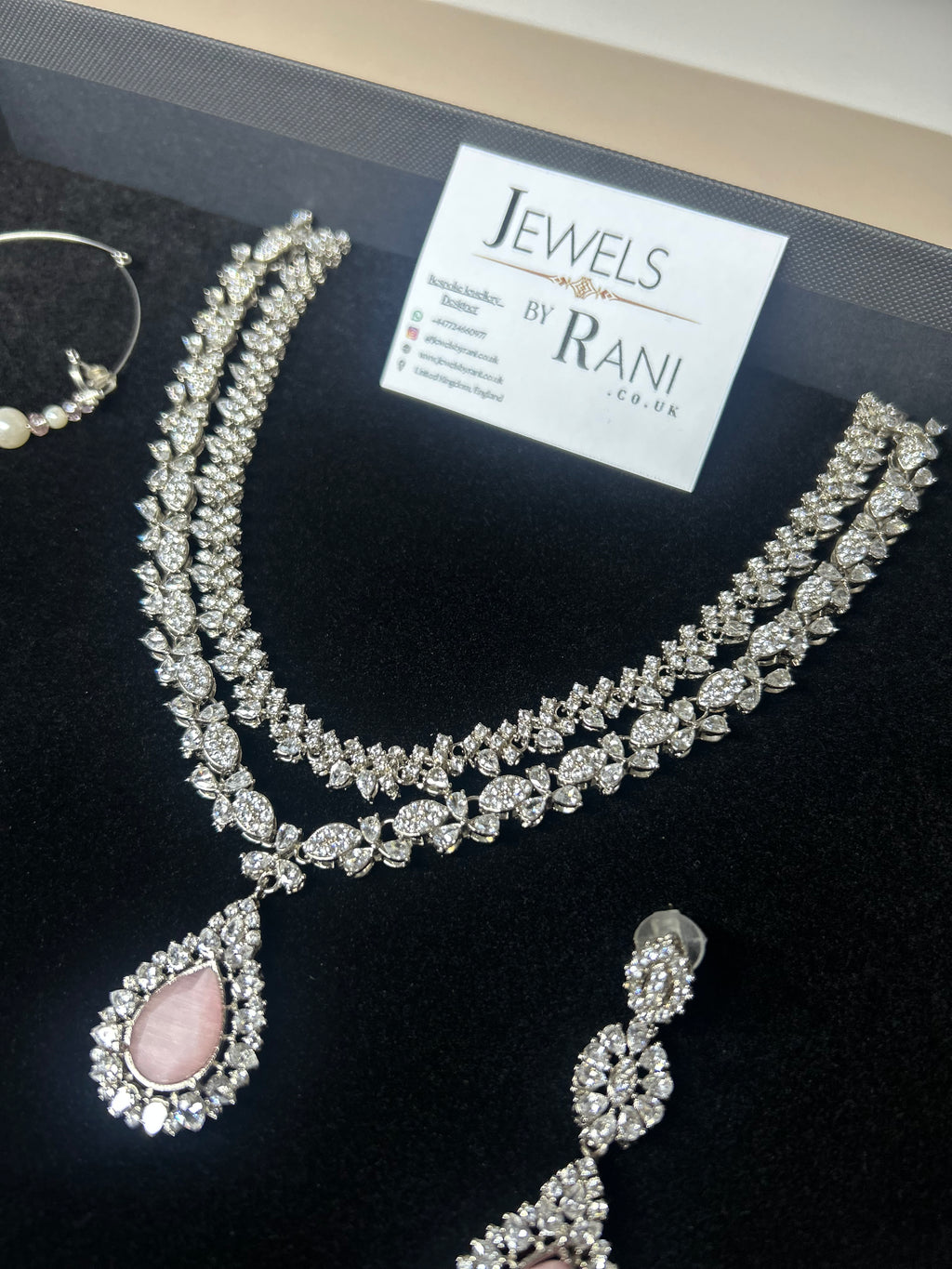 Elegant Pink and Silver Statement Set