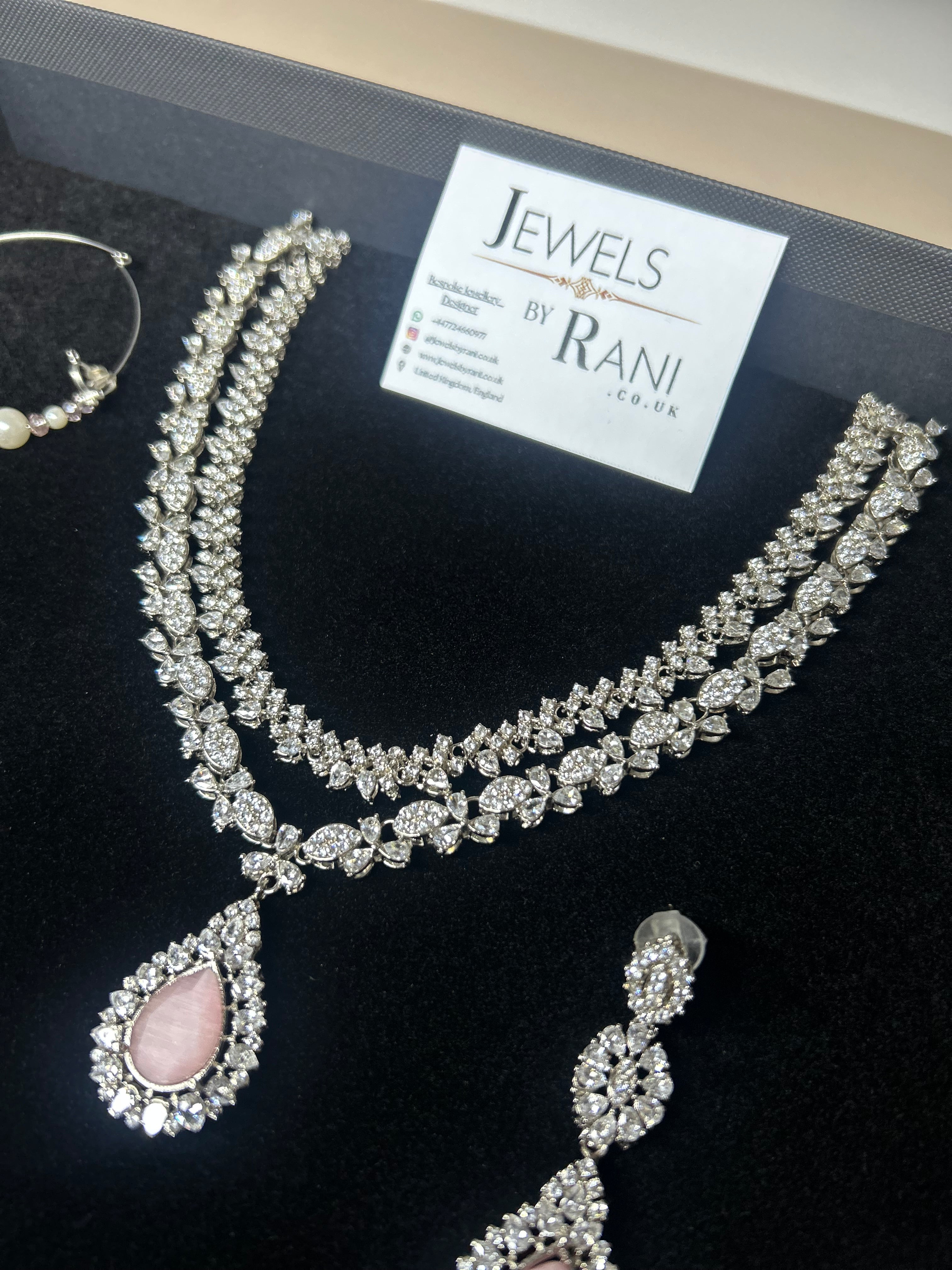 Elegant Pink and Silver Statement Set