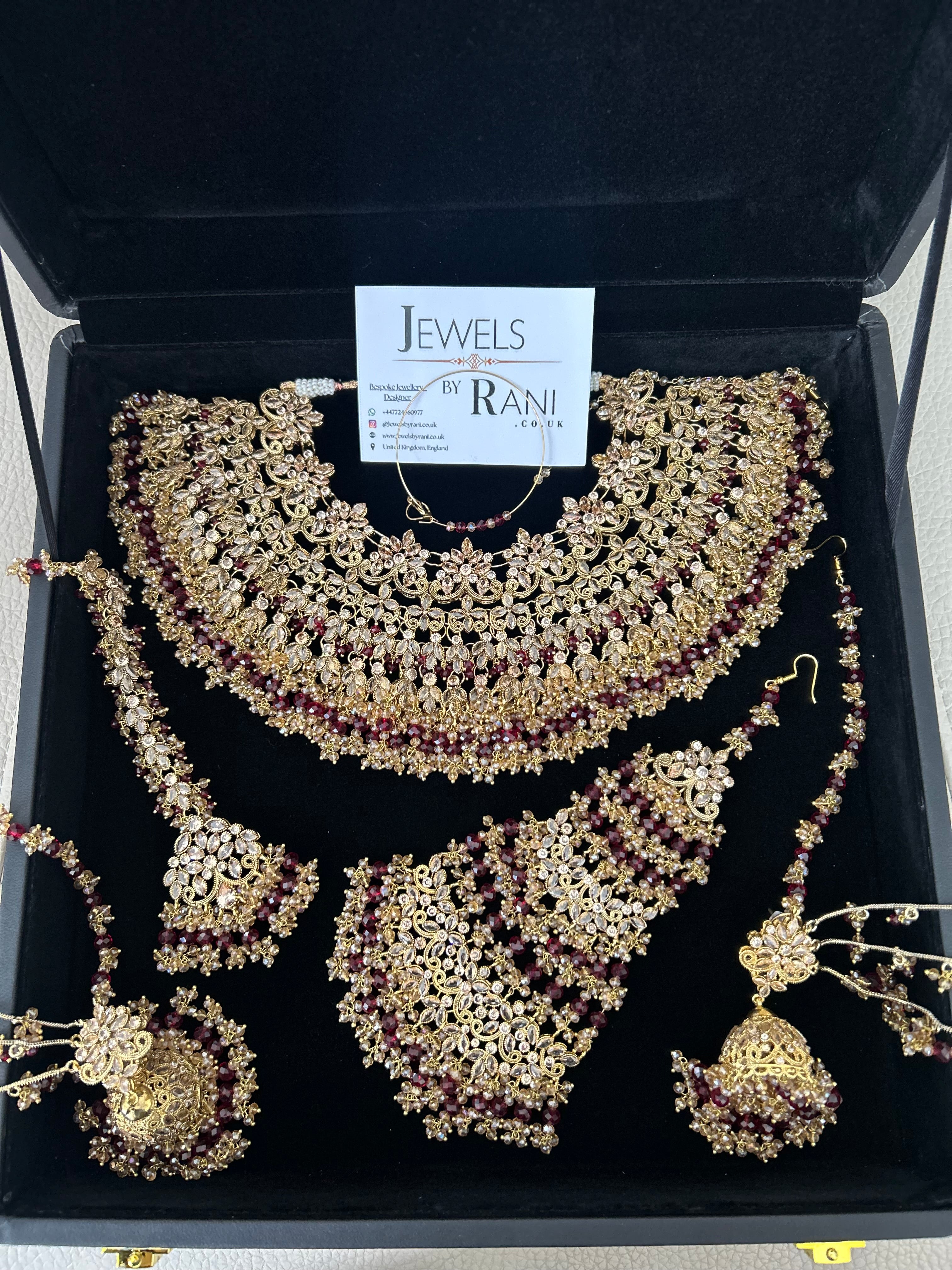Pre order 6 Weeks - 22crt Gold Plated  - Maroon and Gold Bridal Set