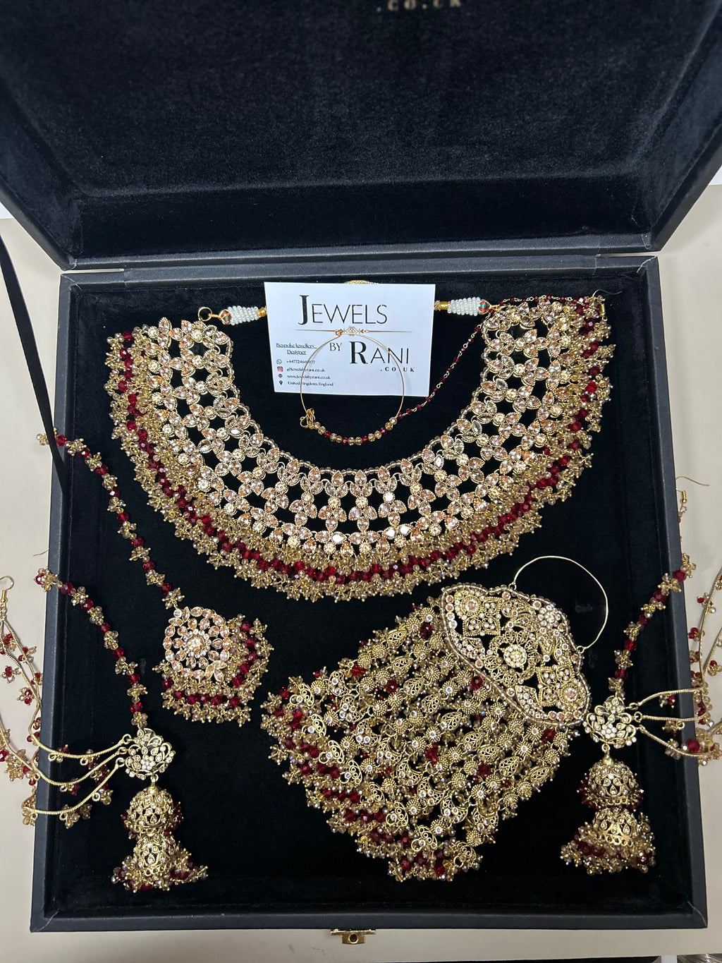 PRE ORDER: 6 Week Making time- Beautiful Deep Red & Gold 22 crt Gold Plated Bridal Jewellery Set