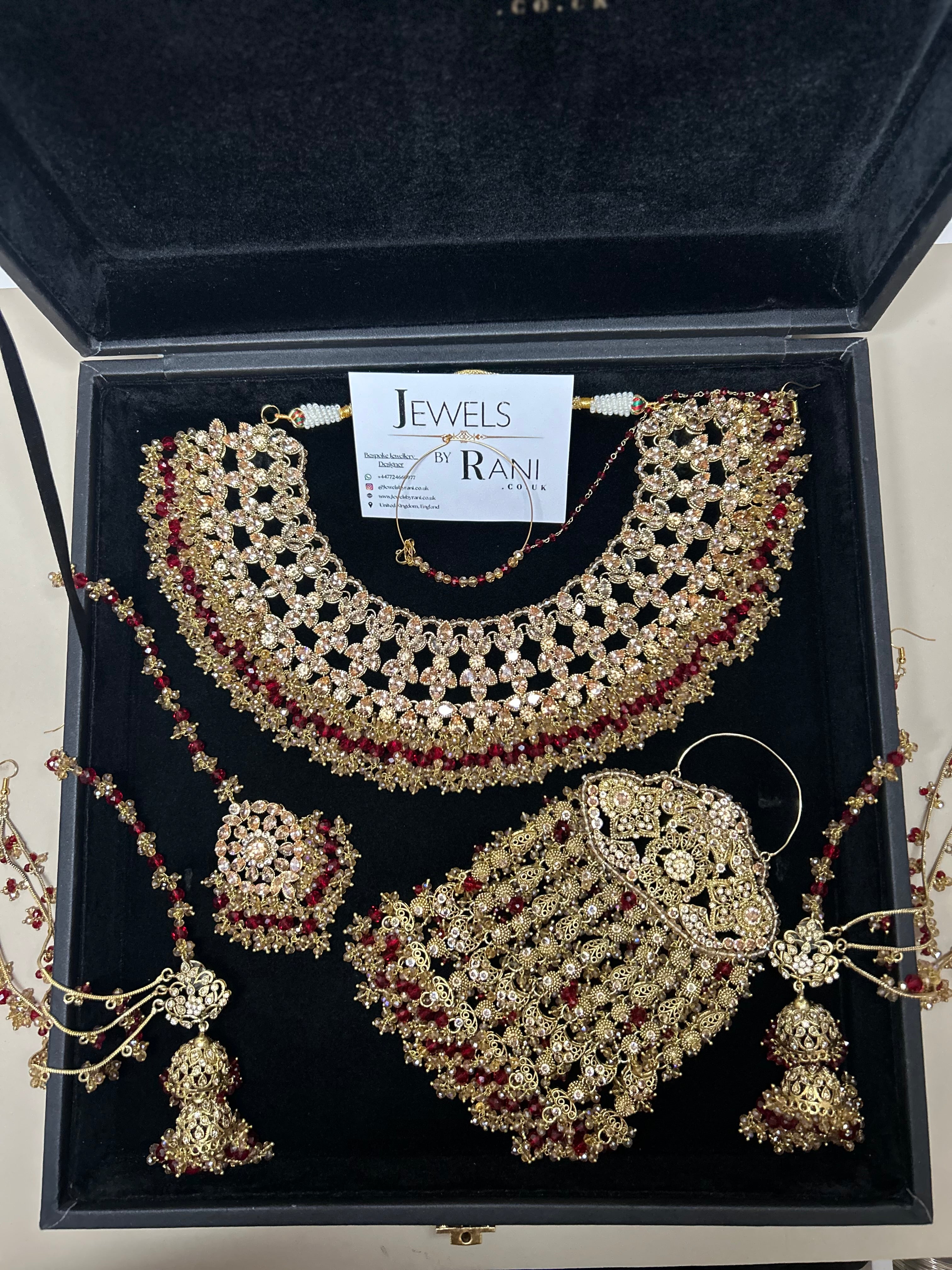 PRE ORDER: 6 Week Making time- Beautiful Deep Red & Gold 22 crt Gold Plated Bridal Jewellery Set