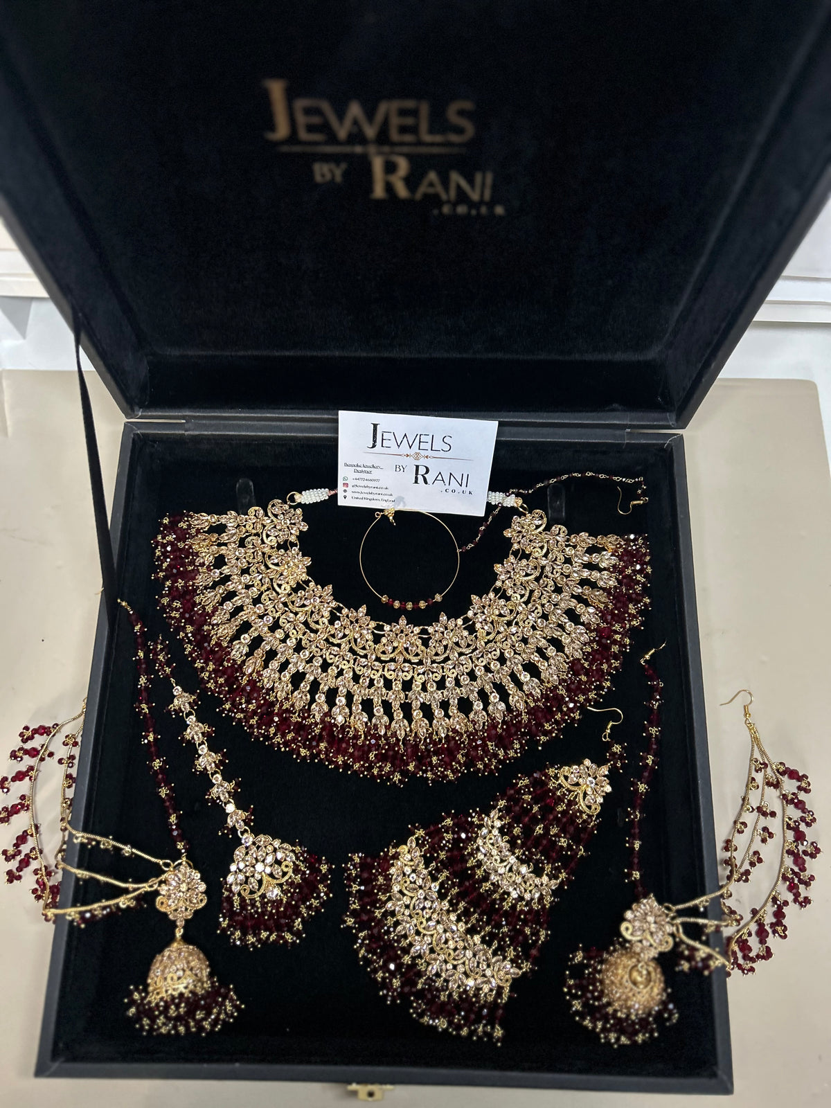 Stunning, Pakistani Trending Maroon Full Bridal Jewellery Set/ Style 87 Large Necklace