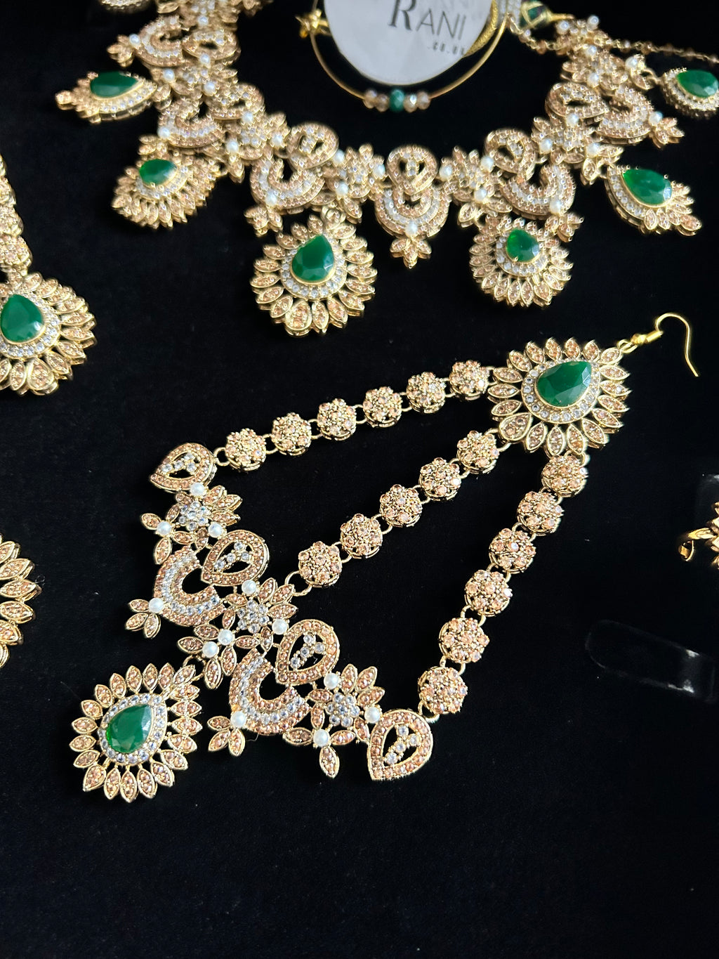 Pre Order- 24crt Gold Plated - Stunning Emerald Green Statement Set