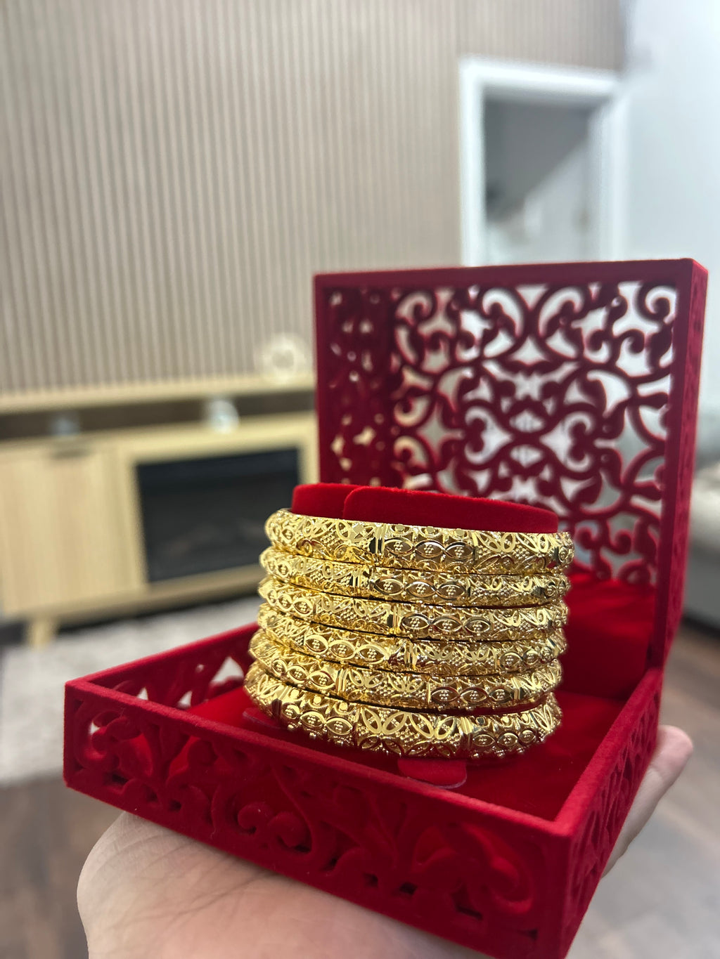 Gold Finish -Majestic - Gold Plated - 6 Bangles