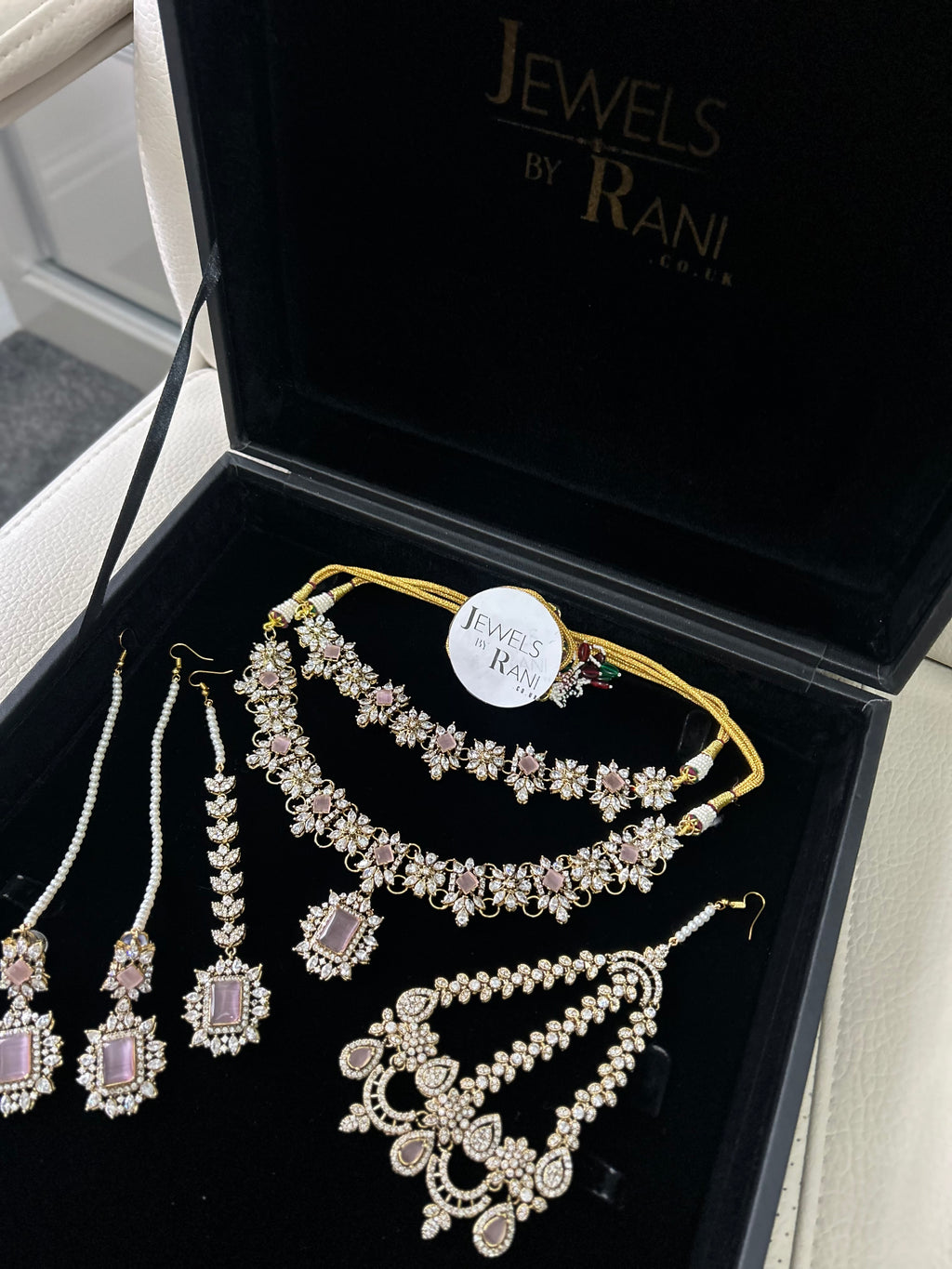 Beautiful Pink Stoned Bridal Jewellery Set Gold Plated
