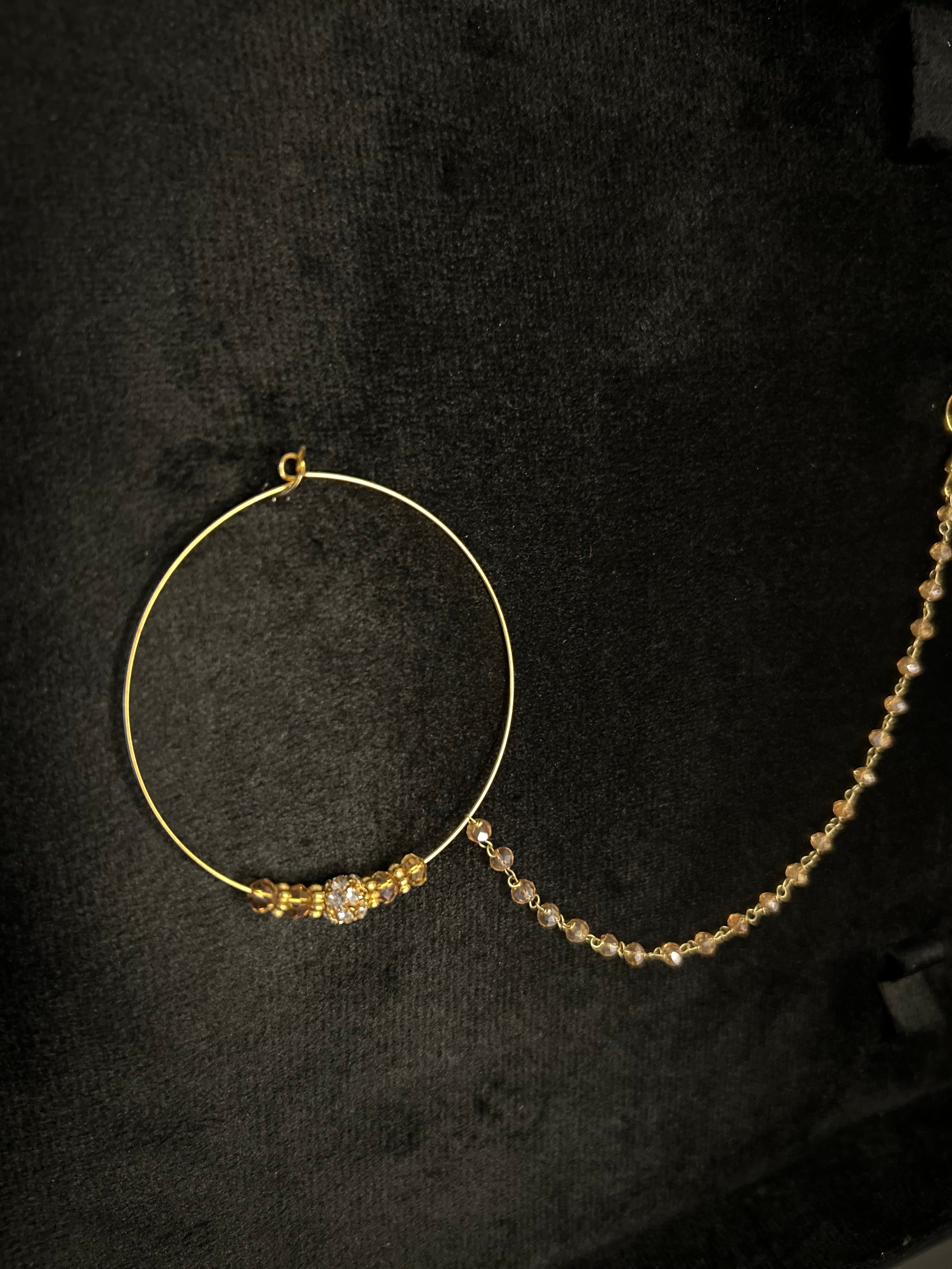 Detailed Gold Bridal Nose Ring Nathli Nose Hoop | Design 13