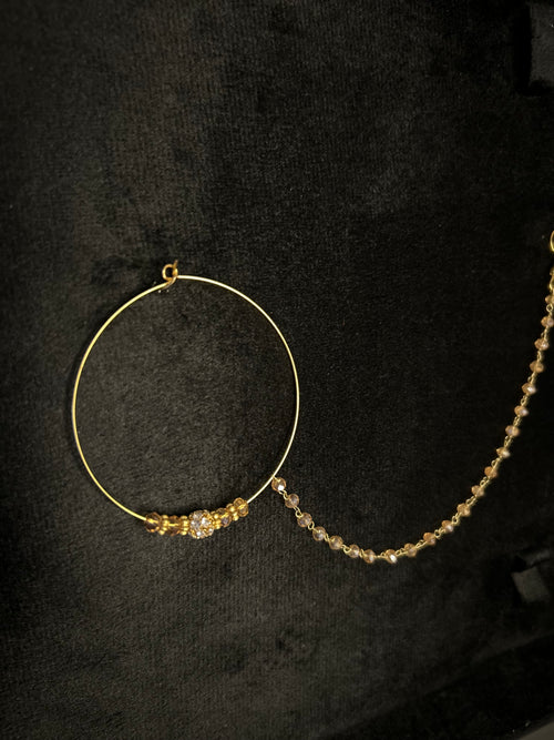 Detailed Gold Bridal Nose Ring Nathli Nose Hoop | Design 13