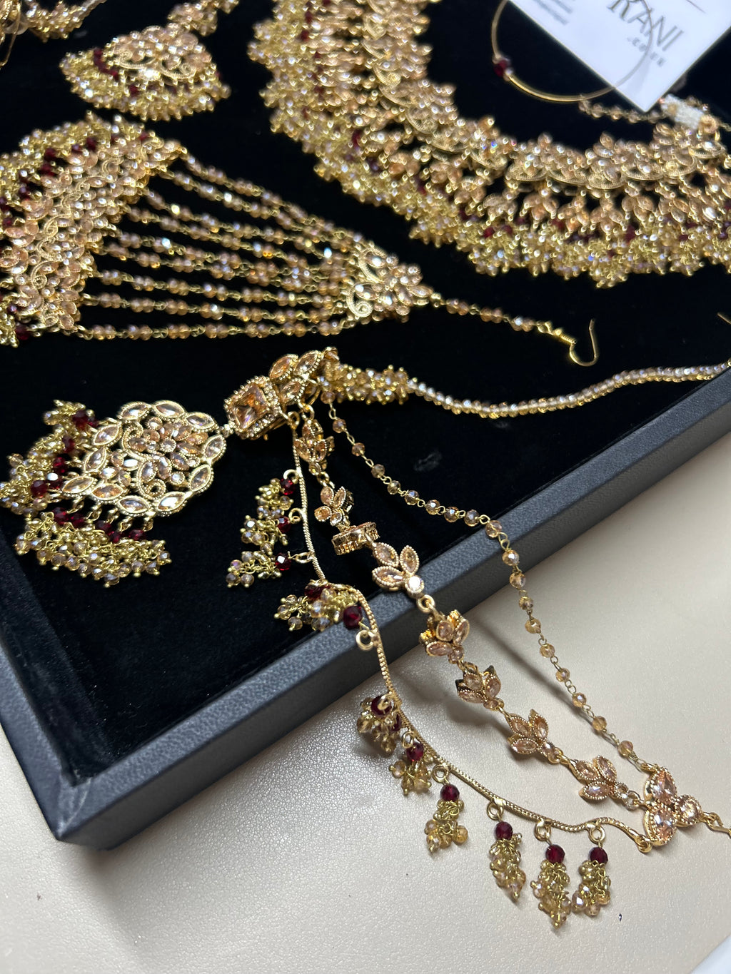 Gold and Maroon Bridal Jewellery Set Style 693