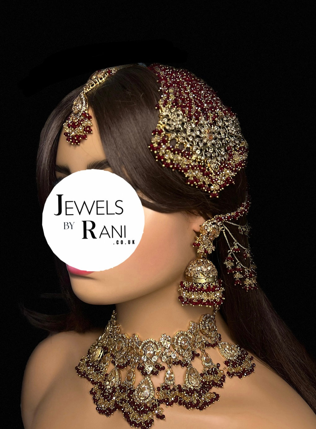 Style 3 - New Maroon and Gold Bridal Jewellery Set