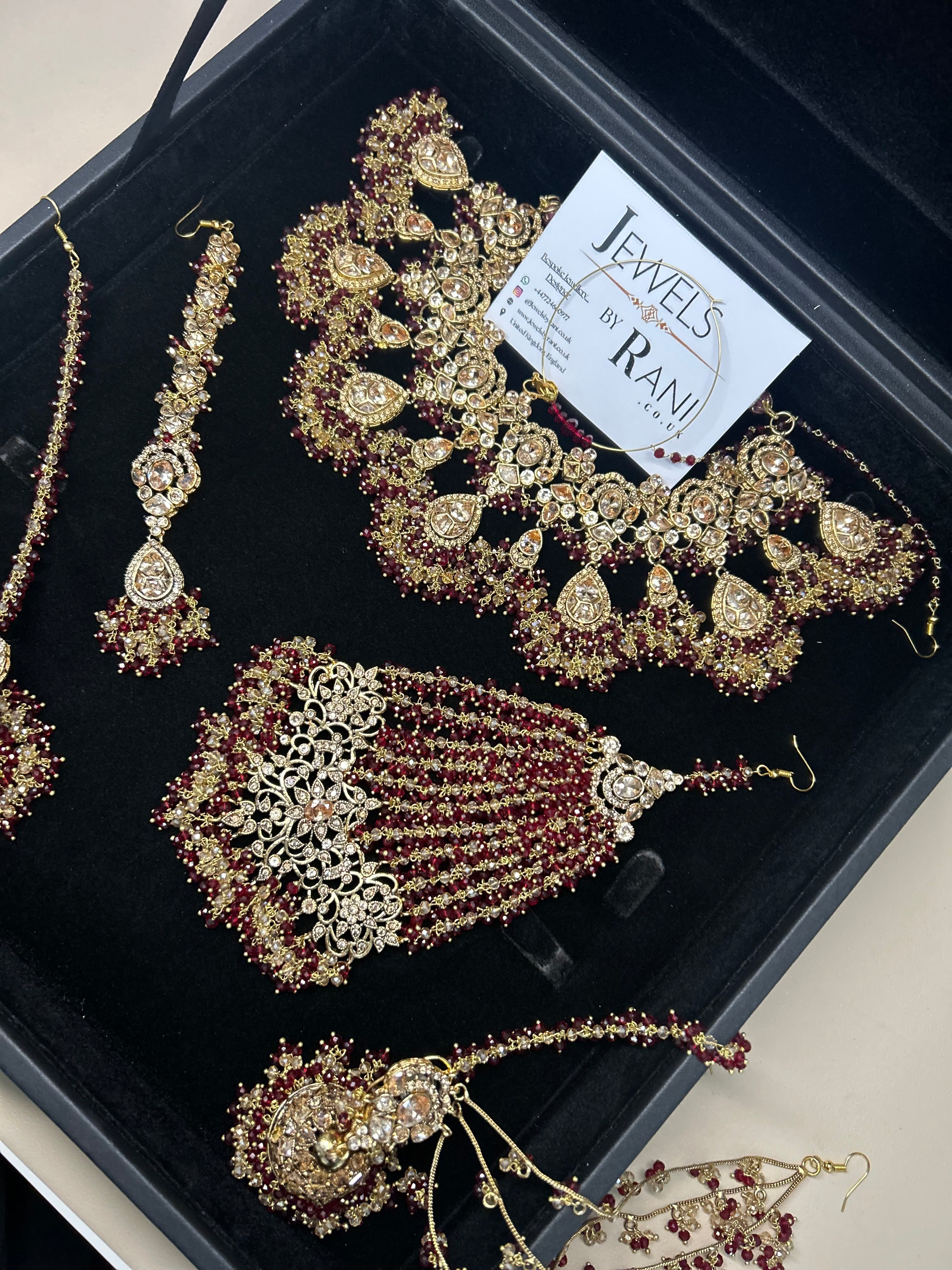Style 3 - New Maroon and Gold Bridal Jewellery Set