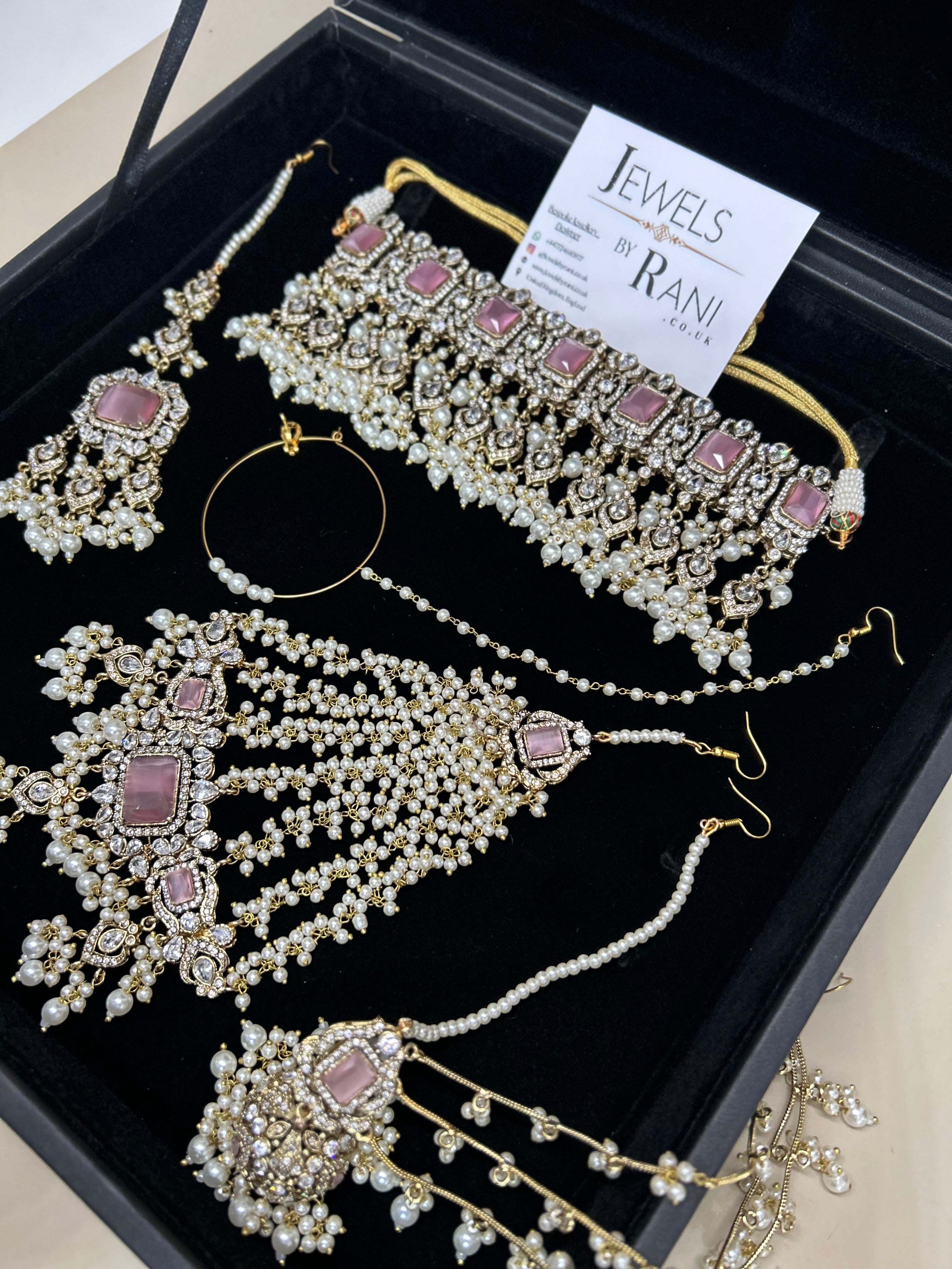 2026 Collection | Pink and White Choker Set + Saharas (Style 759)