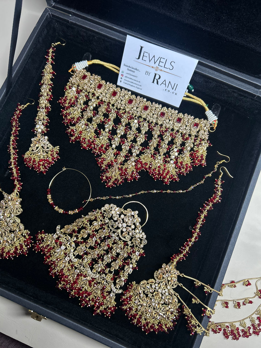 PRE ORDER: 6 Week Making time- New Style Beautiful Deep Red & Gold 22crt Gold Plated Bridal Jewellery Set