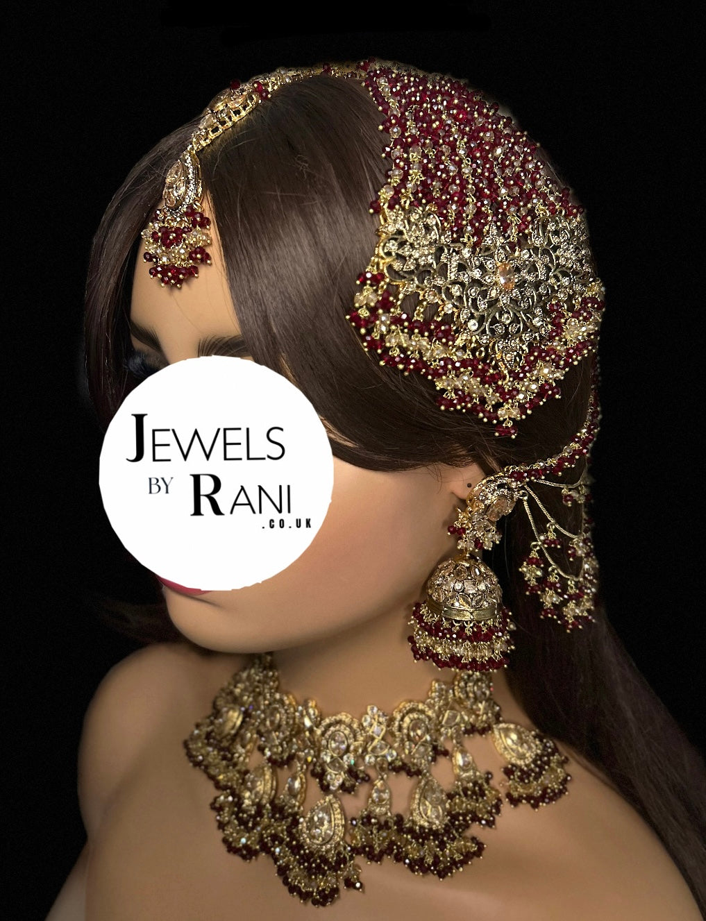 Style 3 - New Maroon and Gold Bridal Jewellery Set