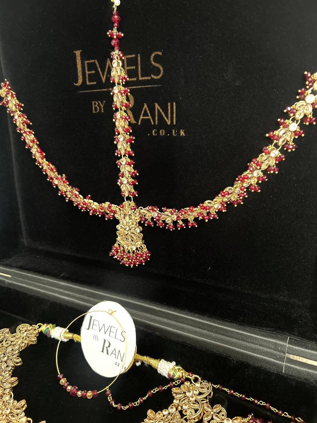 Pre Order 6 Weeks- Maroon Matha Patti Bridal Jewellery Set