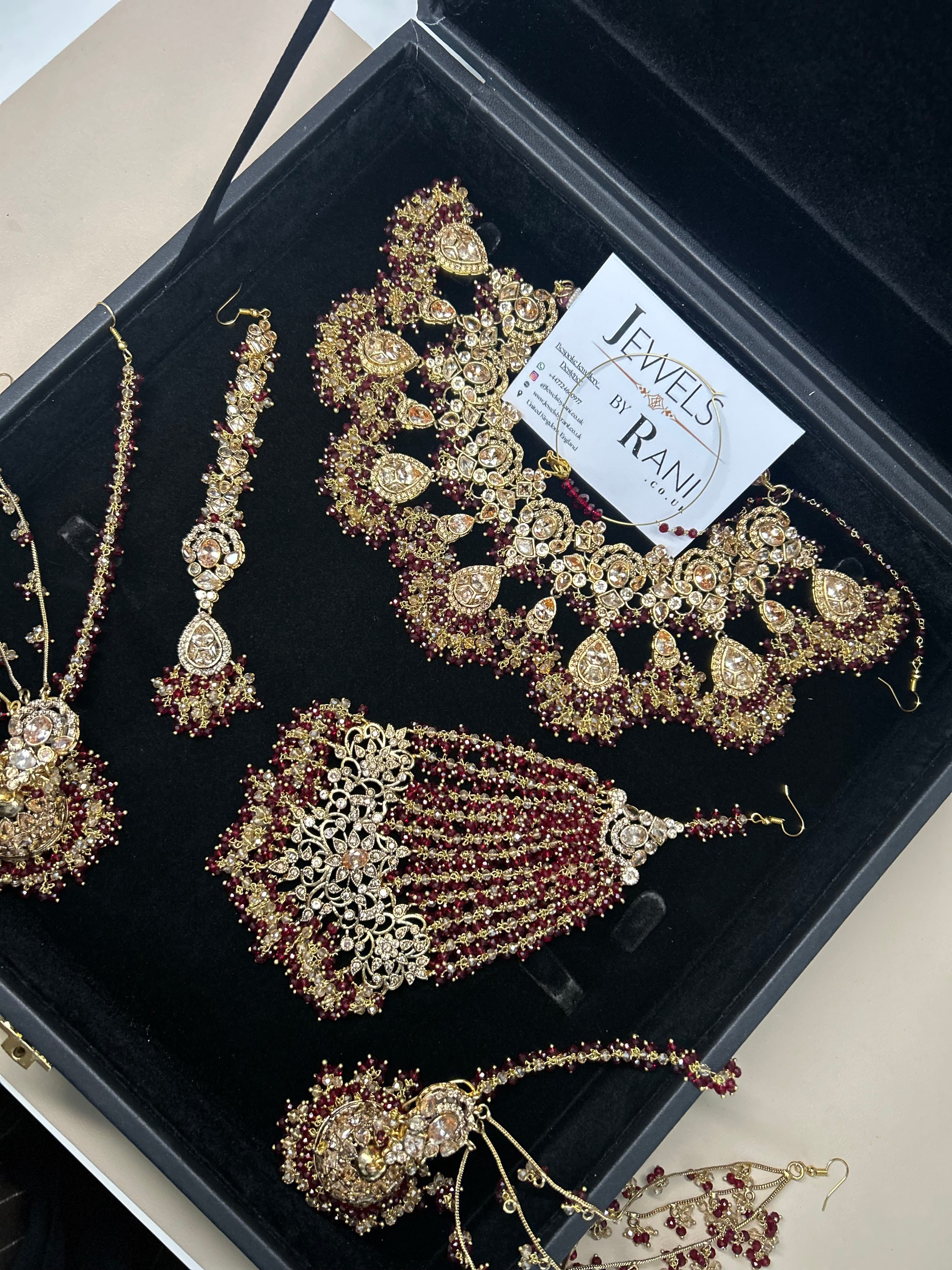 Style 3 - New Maroon and Gold Bridal Jewellery Set