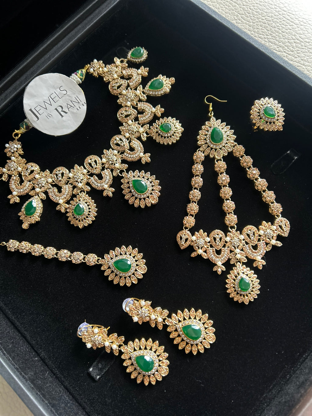 Pre Order- 24crt Gold Plated - Stunning Emerald Green Statement Set
