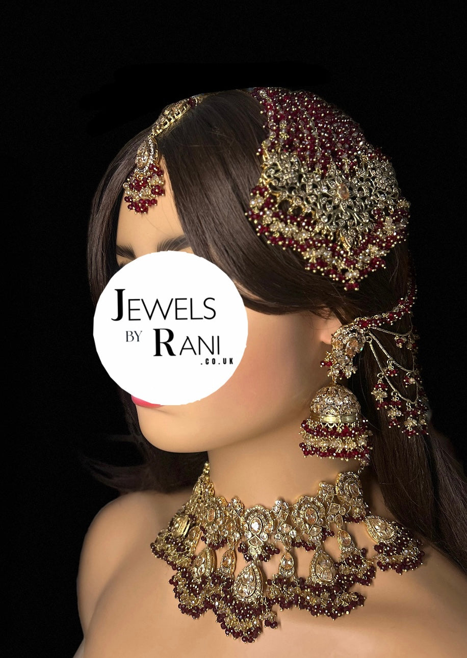 Style 3 - New Maroon and Gold Bridal Jewellery Set