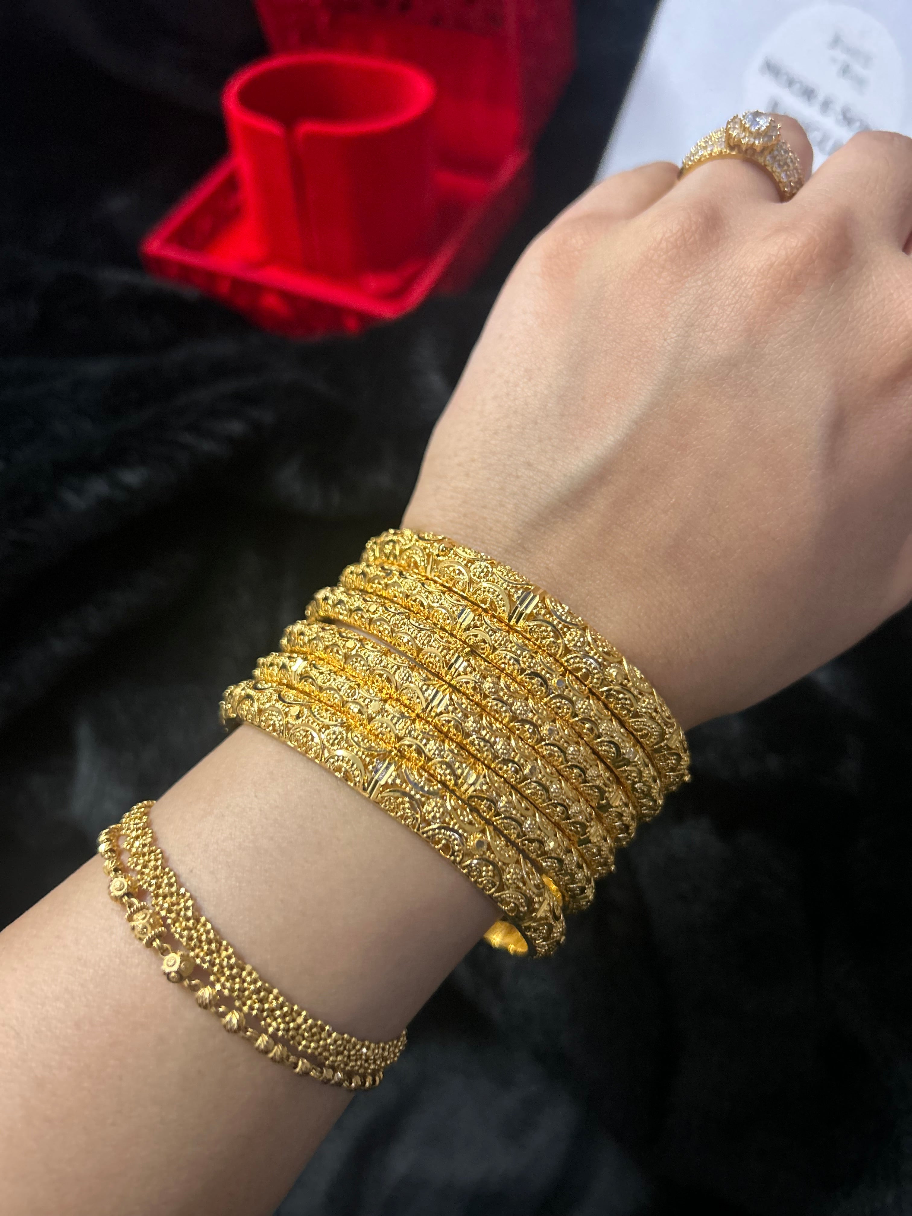Gold Finish -Noor E Sona - Gold Plated - 6 Bangles