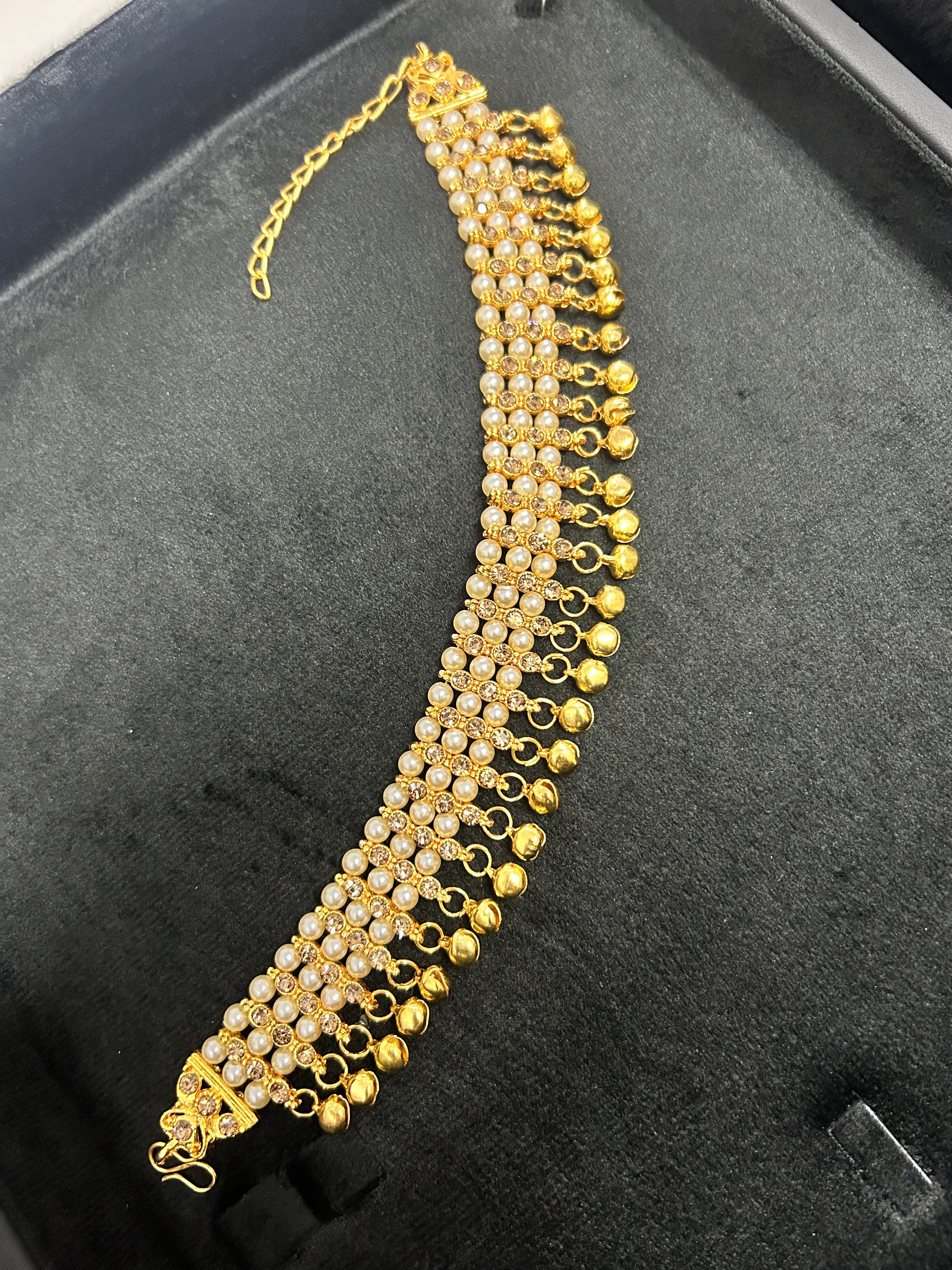 Gold and White Bell Anklet