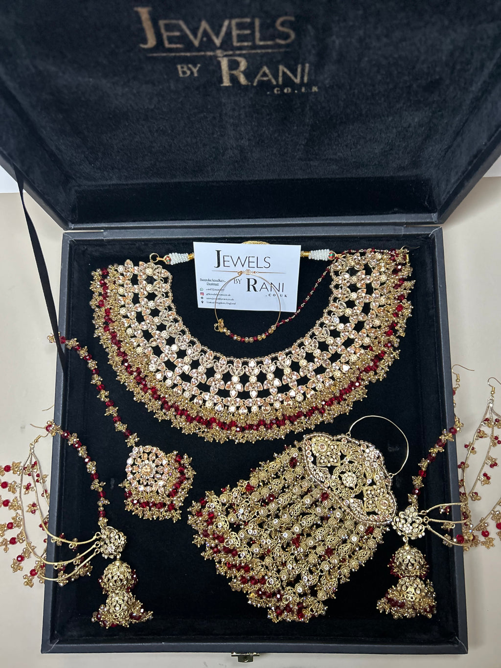 PRE ORDER: 6 Week Making time- Beautiful Deep Red & Gold 22 crt Gold Plated Bridal Jewellery Set