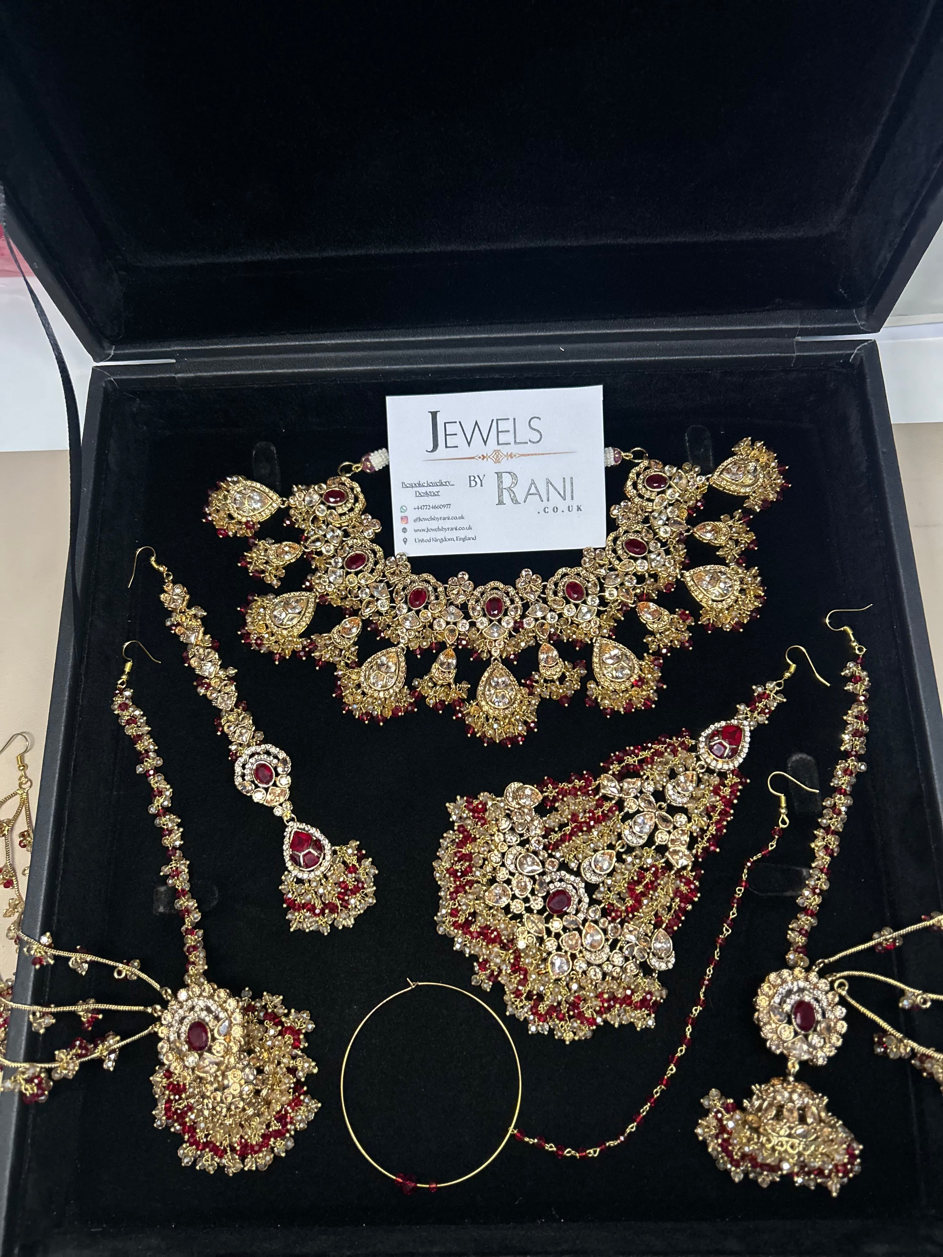 Style 4 - New Deep Red and Gold Bridal Jewellery Set